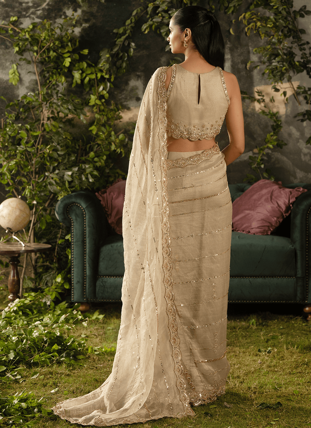 Gold Embroidered Tissue Saree