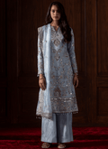 Light Blue Embroidered Silk Palazzo Suit