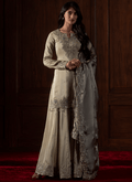 Light Green Embroidered Organza Sharara