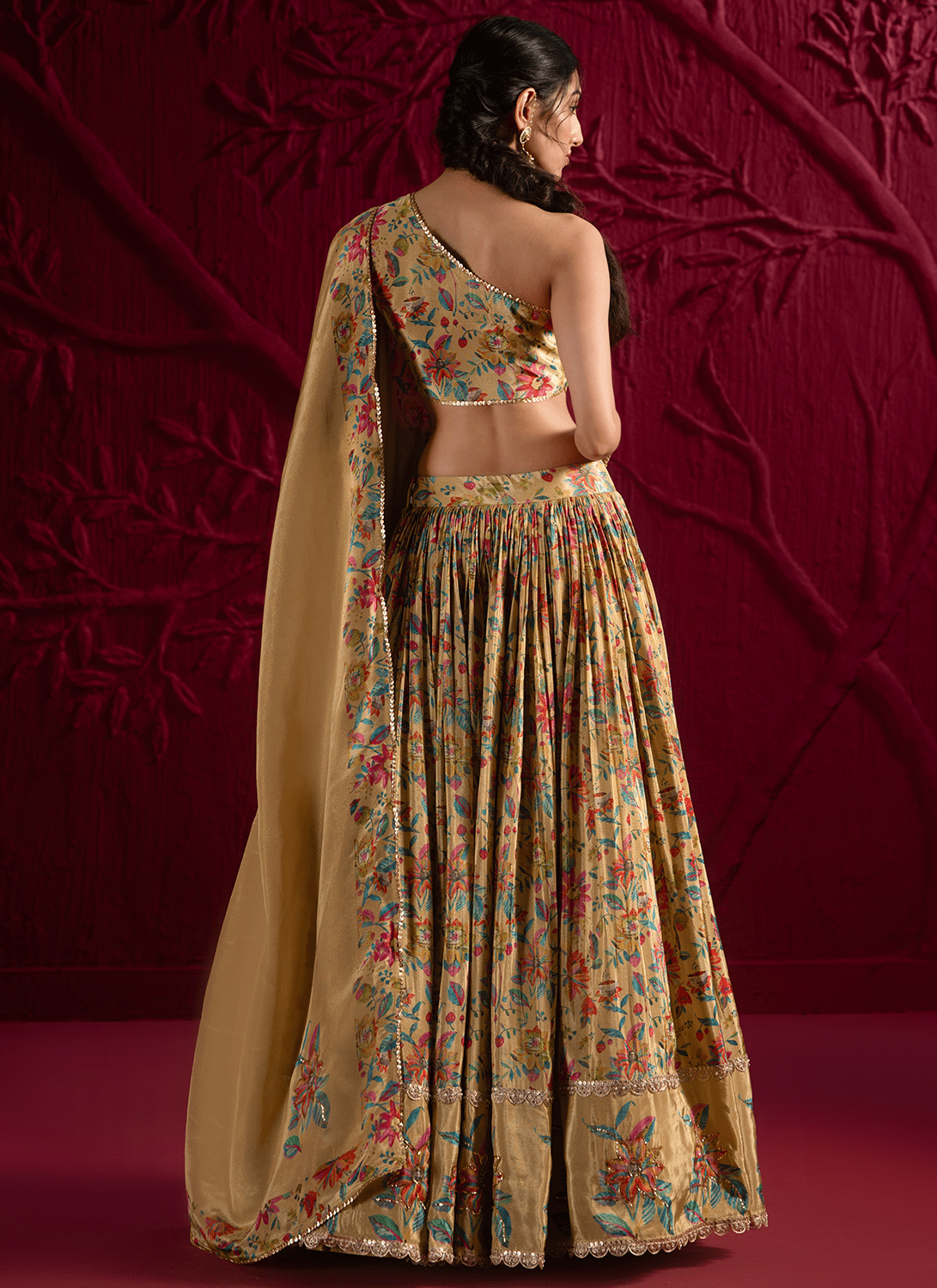 Yellow Floral Embroidered Georgette Lehenga